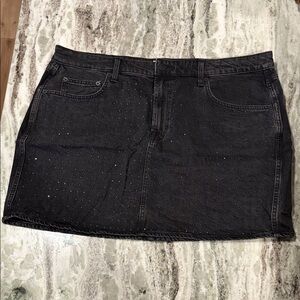 Black Embellished Denim Mini Skirt Size 17